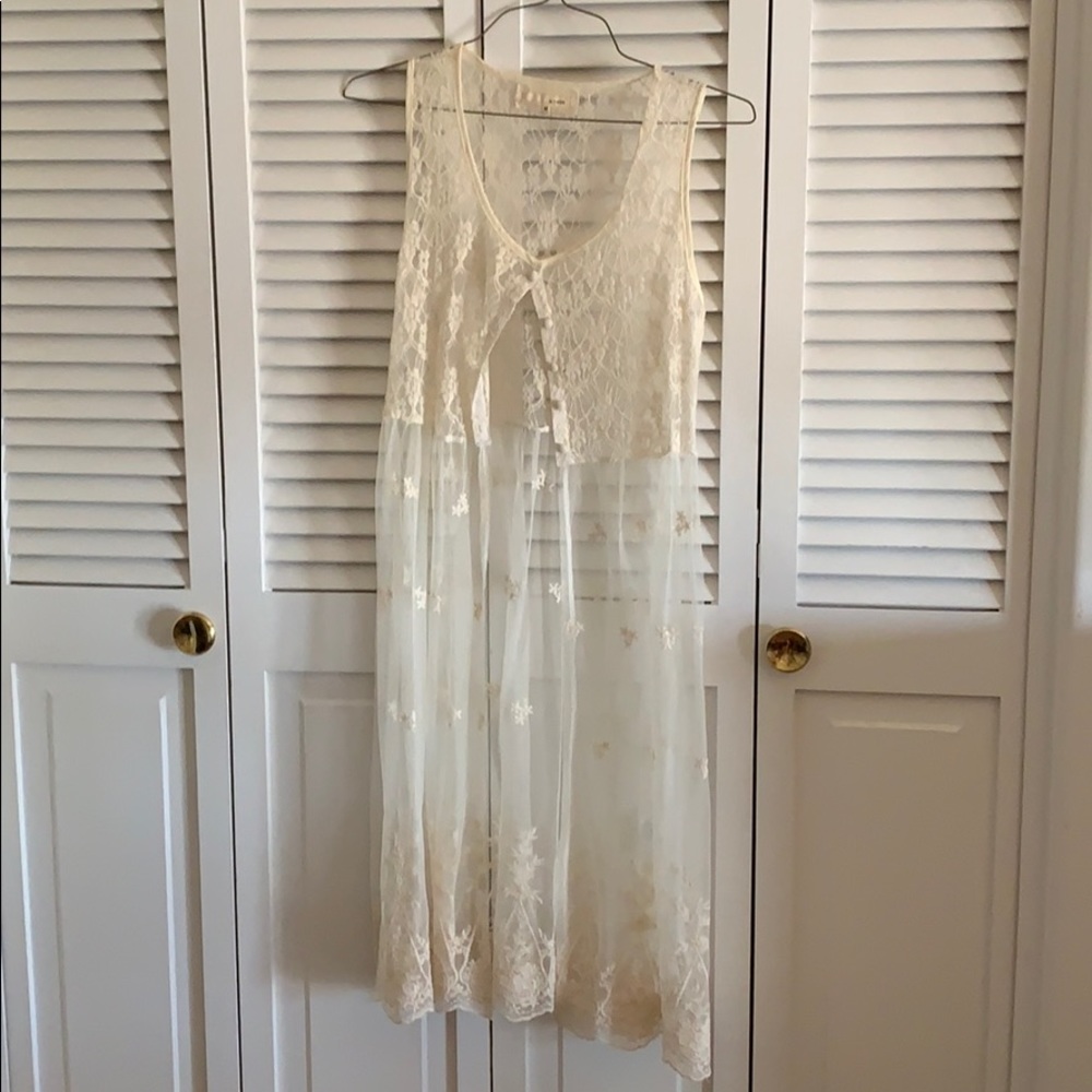 Lace midi vest swim cover